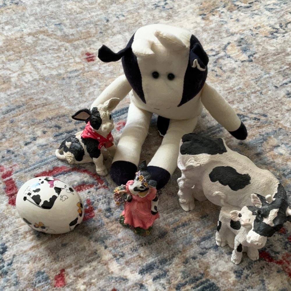 Vintage cow decor set, 5 pieces early 90's